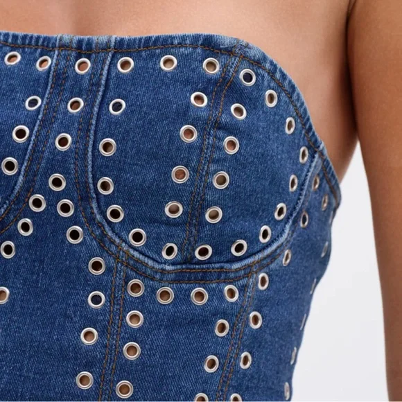 New Akira SOFIA DENIM CORSET WITH GROMMET